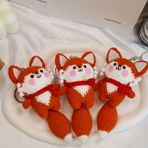 Hecho a mano de algodón de <span class=keywords><strong>ganchillo</strong></span> lindo zorro muñeca colgante regalo con relleno de algodón PP personalizable <span class=keywords><strong>ganchillo</strong></span> llavero bolsa encanto - Product Image 2