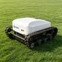 Tondeuse à gazon électrique télécommandée sur chenilles robustes 800 mm, alimentée par batterie au lithium, homologuée CE, pour vergers et pentes