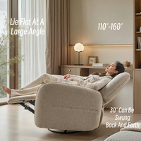 Fauteuil inclinable pivotant en tissu avec cadre en bois moderne, personnalisé par Sans Factory, avec fonction massage