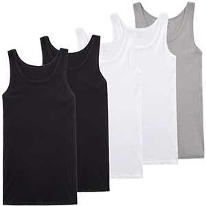 Men's Cotton <b>Tank</b> <b>Tops</b> Solid Color O-Neck Breathable Casual Vest <b>Black</b> White Gray 100% Cotton <b>Knitted</b> Plain Dyed - Product Image 1