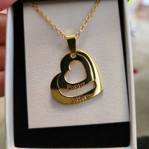 Collana personalizzata con nome di famiglia in acciaio inossidabile nome multiplo con Design a cuore ciondoli di collana con nome personalizzato - Product Image 2