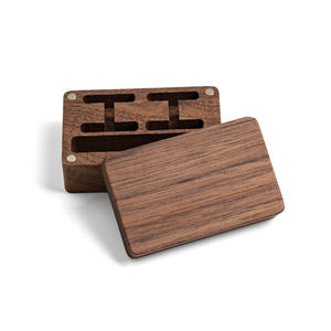 カスタム手作り高品質クルミ木カフリンクボックスカフスリンクオーガナイザー彫刻されたカフリンクスタイクリップ木箱セット男性用ギフト - Product Image 4