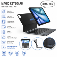 Clavier Magique Flottant pour iPad Pro 11" 4ème Génération 2022 M2, Support Paysage et Portrait, Rétroéclairage RVB 7 Couleurs, Connexion Directe MK017