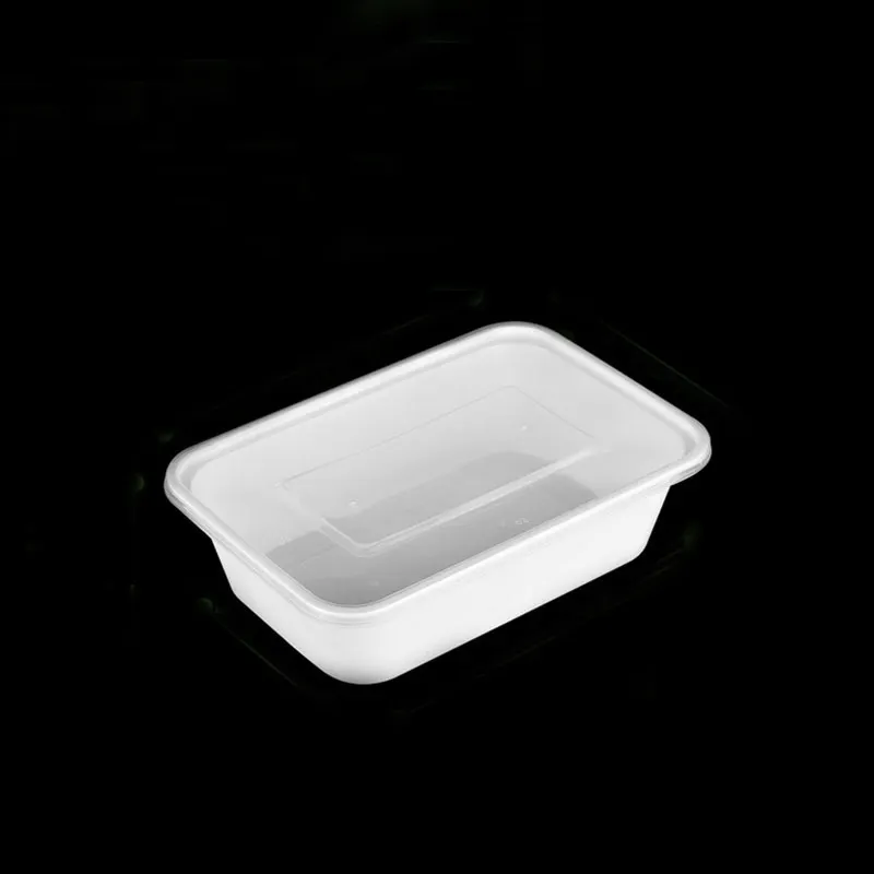 Fiambrera desechable para microondas, contenedor de comida de plástico transparente para llevar, color blanco y negro, con tapas transparentes