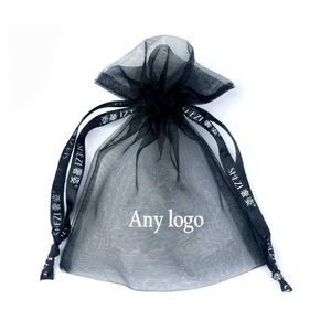 Sac en organza anti-poussière à faible MOQ avec impression de logo sur ruban, pochette en organza - Product Image 1