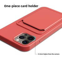 Étui de protection intégral en silicone liquide pour iPhone 13/16 avec porte-cartes intégré, compatible transfrontalier