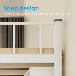 Modern Metal Ranza Yatak, Altında Çalışma Masası ve Gardıroplu, Çocuklar ve Personel Çalışanları İçin Yurt Yatağı - Product Image 3