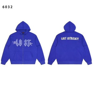 ชุดฮู้ดดี้และกางเกงขายาวผู้ชาย ประดับเพชร "LOST" ลายหัวกะโหลก ชุดเซ็ต 2 ชิ้น สตรีทแวร์ เสื้อฮู้ดดี้แบบซิป + กางเกงขายาวทรงกระบอก - Product Image 6