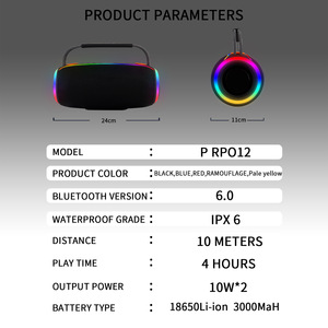Altavoz Bluetooth <span class=keywords><strong>P</strong></span> Series PRO12 para Exteriores, Resistente al Agua y al Polvo (IPX5), Batería de Litio de 20W, Lámpara RGB, Avisos de Voz - Product Image 4