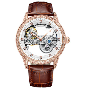 Nouvelle montre mécanique automatique pour homme, style squelette complet, résistante à l'eau 30M, boîtier en alliage, bracelet en cuir - Product Image 5