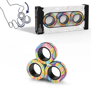 3pk AMZ Hot Selling Adult Finger Spinner Rings Fidget Magnetic Stress Relief Rings Toy Set For Adults Teens Kids