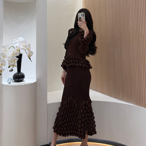 ชุดเดรสพลีททรงบับเบิ้ล ดีไซน์งานฝีมือประณีต สำหรับผู้หญิง แบรนด์ Miyake  ความยาวปานกลาง สไตล์ใหม่รับฤดูใบไม้ผลิ  ดีไซน์หรูหรา ช่วยให้ดูผอมเพรียว  ชุดเซ็ต - Product Image 2