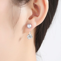 Anting Mutiara Mawar Romantis Perak S925 Serbaguna Model Bunga dan Stud Elegan Aksesoris Telinga Wanita untuk Sehari-hari