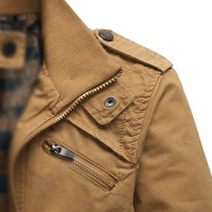 Chaqueta de Invierno Ligera de Color Sólido con Cremallera Completa, 100% Algodón, Cuello Alto, Estilo Urbano, Patrón de Letras, Impermeable y Resistente al Viento - Product Image 5