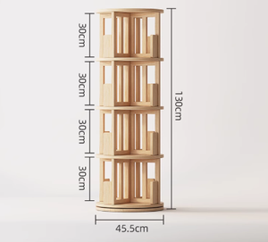 Estantería giratoria <span class=keywords><strong>circular</strong></span> de madera maciza con ruedas Torre de estantería rodante de tipo ancho de 360 ° adecuada para niños - Product Image 6