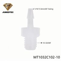 Nylon blanco 10-32UNF rosca macho 1/8 3,2mm lengüeta manguera cola rosca macho conectores de tubería accesorios de tubo roscado de plástico