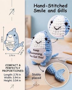 Animales de Ganchillo Positivos: <span class=keywords><strong>Tiburón</strong></span>, Decoración de Escritorio para Soporte Emocional, Regalos Diarios de <span class=keywords><strong>Tiburón</strong></span> para Amigos y Compañeros de Trabajo - Product Image 3