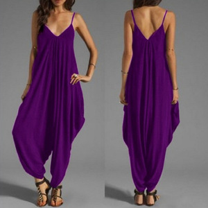 Nouvelle combinaison décontractée à bretelles fines et col en V pour femmes européennes et américaines, en stock - Product Image 3