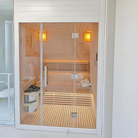 Nueva Llegada, Sauna Interior Tradicional de Lujo Personalizada de Alta Gama para 4 Personas, Sauna de Cedro Rojo de Estilo Moderno con Piedras Calientes Secas para Uso Doméstico