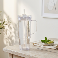 Offre Spéciale Rentrée des Classes : Gobelet en Plastique DIY à Paillettes Injectées 40oz avec Poignée, Double Paroi, Transparent, Effet Boule à Neige – Essentiels Cadeaux