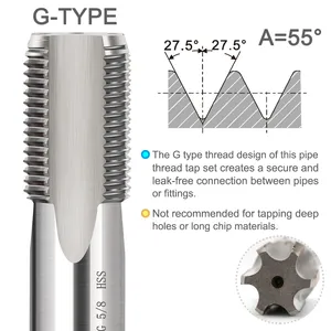 Taraud métrique en acier HSS Zorro/Sellena <span class=keywords><strong>G1</strong></span>/16-G3/8 Droit HRC45 Outil de <span class=keywords><strong>filetage</strong></span> - Product Image 5