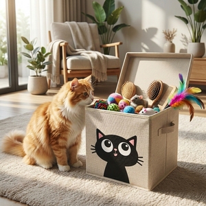 Cajas de Juguetes para Gatos con Aspecto de Lino Premium, Cajas de Almacenamiento Plegables con Tapas Seguras - Organizadores Resistentes para Guardar Juguetes y Ropa - Product Image 3