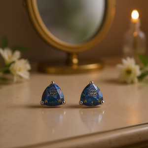 Orecchini a perno P7ON PUNZ con zirconi taglio trilione, in lega, geometrici, alla moda, gioielli unisex - Product Image 2