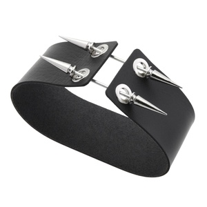 قلادة جلدية بتصميم هاراجوكو مع مسامير معدنية، سلسلة عنق جلدية بأسلوب روك وشخصية مميزة - Product Image 3