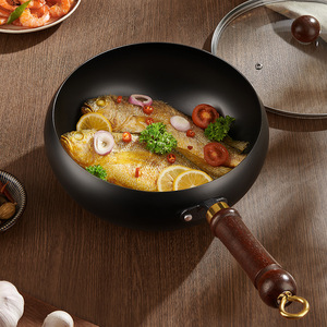 Wok Tradicional Forjado de Hierro Fundido sin Recubrimiento, de Boca Ancha, Fondo de Una Sola Capa, para Cocinar sin Usar Recubrimientos - Product Image 4