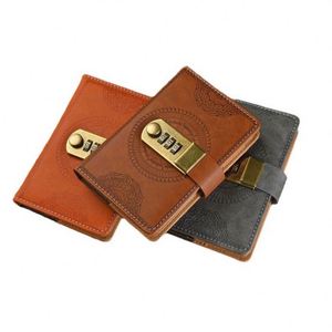 Diary Planner Organizer School Supplies Leather Hardcover Thermal Binding Vintage Password Lock A7 Notebook Wholesale - Product Image 1