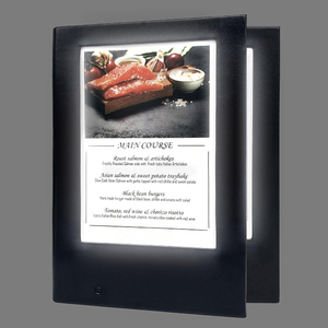 Porta Menús LED Recargable de Cuero PU Personalizado con MOQ Bajo, Tamaños A4 y A5, Carpeta de Menús de 4 Páginas con LED para Restaurante - Product Image 4