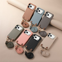 Étui pour iPhone 18 Pro Max avec bandoulière, motif litchi, coque de protection détachable compatible avec iPhone 17 16 15