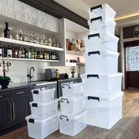 Lot de 4 boîtes de rangement rectangulaires modernes en plastique PE transparent de 10 litres avec clip de fermeture/boîte de rangement pour aliments et médicaments de cuisine avec couvercle