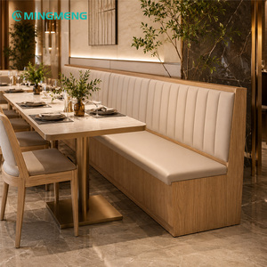 Modern Restaurant Booth <b>Set</b> <b>Round</b> <b>Table</b> Faux Marble Top Wood Frame 6 Seats Commercial <b>Dining</b> Furniture - Product Image 6