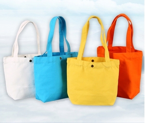 26x22+7cm Easy Carry Canvas Lunch Bags with Button Closure Custom logo Printing