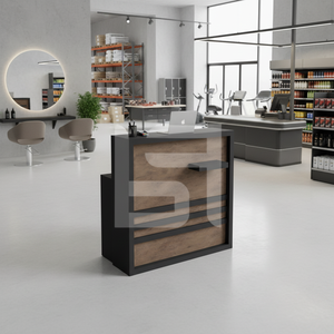 Modern Versatile <b>Foldable</b> Wood Commercial Reception <b>Desk</b> for Barber Salon Supermarket Warehouse Workshop Gym Use - Product Image 3