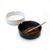 Cendrier rond en plastique au design simple et personnalisable pour bureaux, hôtels, maisons d'hôtes, bars, KTV - Noir et blanc - Accessoires pour fumeurs