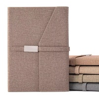Carnet de planification A5 personnalisé en gros, imprimé, à feuilles mobiles, avec couverture en tissu de lin bleu de haute qualité et marque-page, idéal comme cadeau