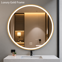 Cermin LED Pintar Salon Hotel dengan Sensor Gerak Komersial, Terpasang di Dinding, Anti-Kabut, Pengatur Cahaya Sentuh, Tampilan Waktu, Modern, IP44, ETL