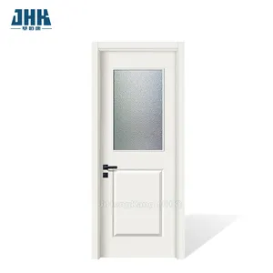 White Square Top Glass Interior Wooden Kitchen Door with Tempered Glass for projects and wholesale