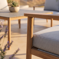 Ensemble de salon de jardin J&M en pierre grainée avec structure en aluminium, mobilier d'extérieur pour villa et jardin