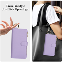 Étui portefeuille antichoc mat en PU avec pochette pour cartes et fermeture éclair pour S25 Ultra/S26 Ultra/S26/S26 Plus/S25/A16/A15/A55/A57