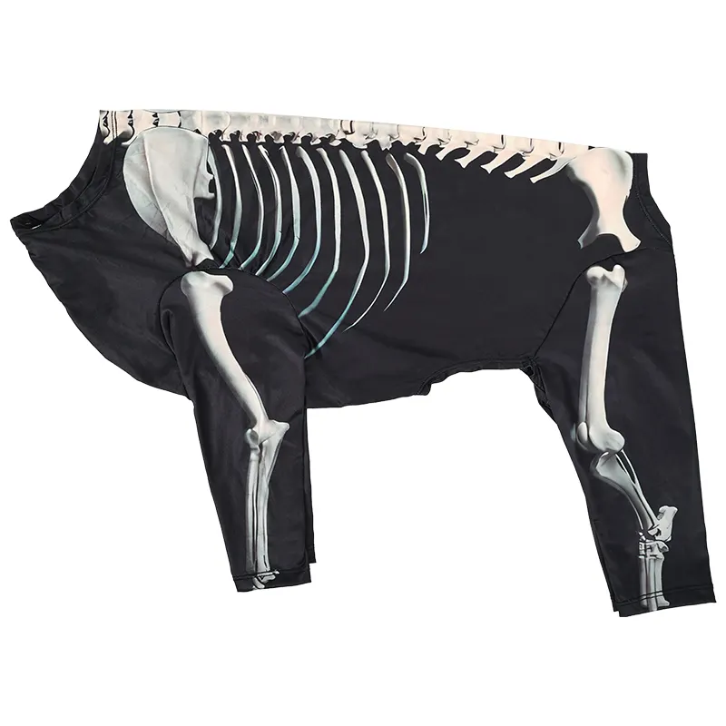 Costumes de combinaison squelette d'halloween noir pour chien de compagnie en gros