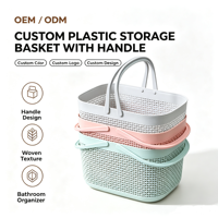 Panier de rangement rectangulaire en plastique PP UUJOLY avec poignées, panier de douche moderne pour salle de bain et cuisine (Chine)