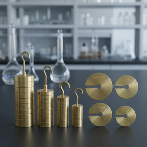 Ensemble de poids à fentes en laiton avec support pour l'enseignement des sciences médicales - Product Image 4