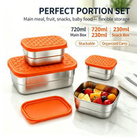 Lonchera Bento de Acero Inoxidable 304 a Prueba de Fugas, Tapa de Silicona, Embalaje Ecológico en Caja de Papel, Apta para Microondas, Apilable