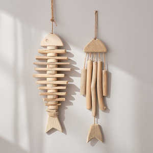 Wooden Fish Wall Hanging Decoration Pine Irregular Shape Home <b>Decor</b> Mediterranean Style Multi Piece Package - Product Image 2