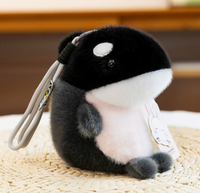 Porte-clés en peluche Ocean Allies, breloque de poche, adorable orca, requin, dauphin, phoque, compagnon de table, panda, pour sac et fête