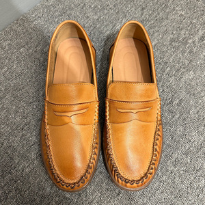 Men's Genuine Leather Loafers <b>Slip</b>-<b>On</b> Casual Shoes Brown Coffee Black Flat Heel Soft Cowhide Solid Color Youth Style - Product Image 2