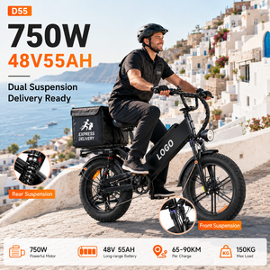 Bicicleta Eléctrica de Reparto D55, 48V55Ah 750W, Neumático Grueso de 20 Pulgadas, E-MTB, 240 km de Autonomía, Lista para Entrega OEM, Bicicleta de Carga Personalizable - Product Image 1